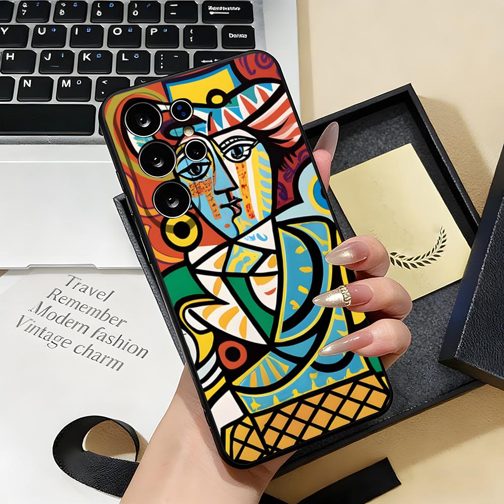 Чехол для телефона Pablo-Picasso для Samsung S26 S25 S24 FE S23 S22 S21 Plus S20 Ultra Note20Ultra Черный Мягкий