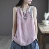 Летний новый свободный жилет-камисоль женский тонкий асимметричный верх с пуговицами и отделкой внахлест