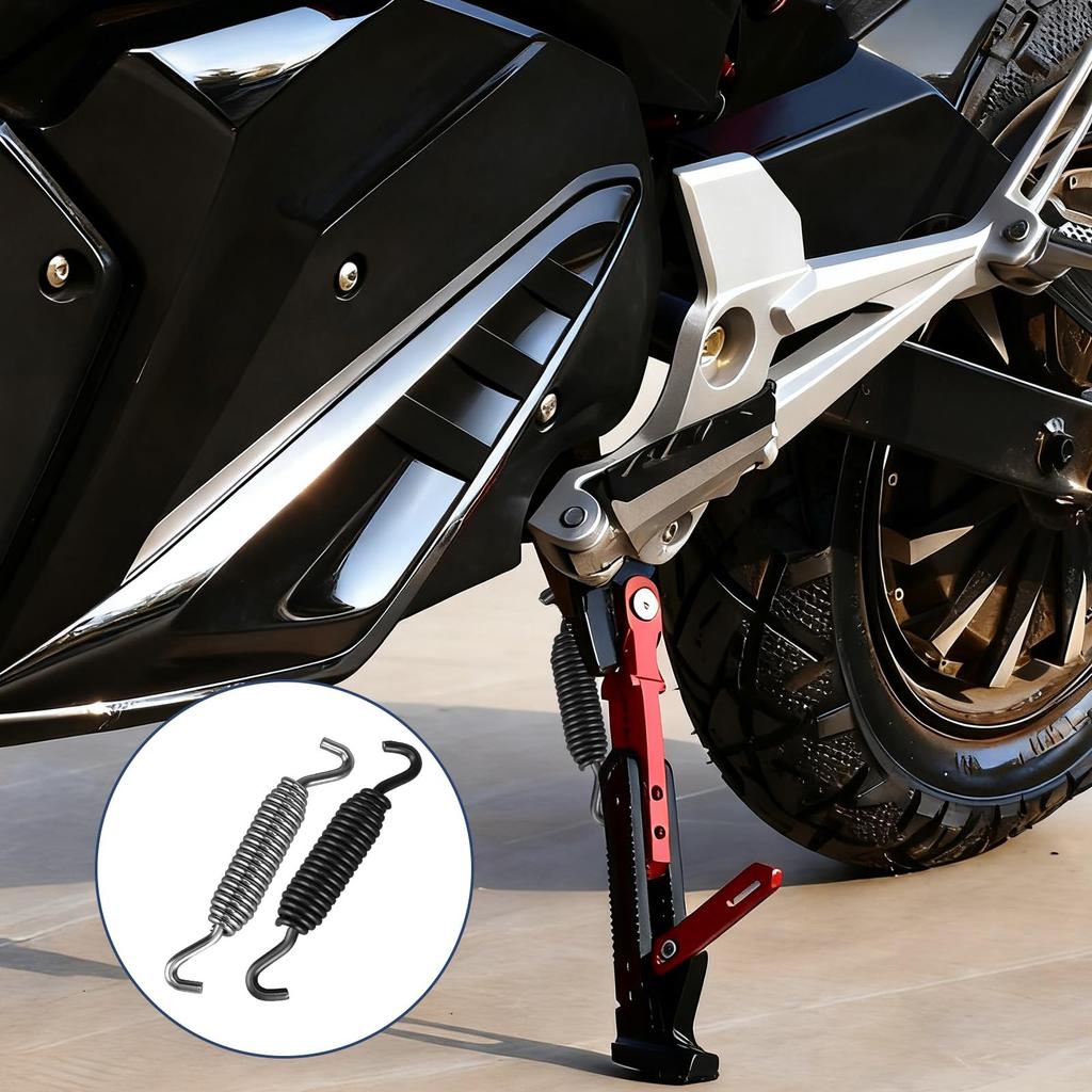 2 Pieces Universal Motorcycle Kickstand Spring Metal Sidestand Support Replacement Compatible with Harley Davidson Dyna Sportster Softail Touring