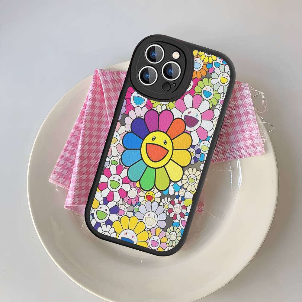 Силиконовый чехол для телефона T-Takashi Flower M-Murakami для iPhone 16 15 14 13 12 11 Pro Max Mini Кожаный Мягкий Чехол