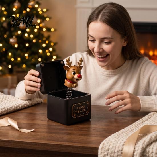 Kreative Weihnachtsstrumpffüller 3D-gedruckte Pop-Up-Zauberkiste mit Feder mechanismus, Weihnachts-Elemente/Engel/Stern Interaktive Ornamente, Festlich