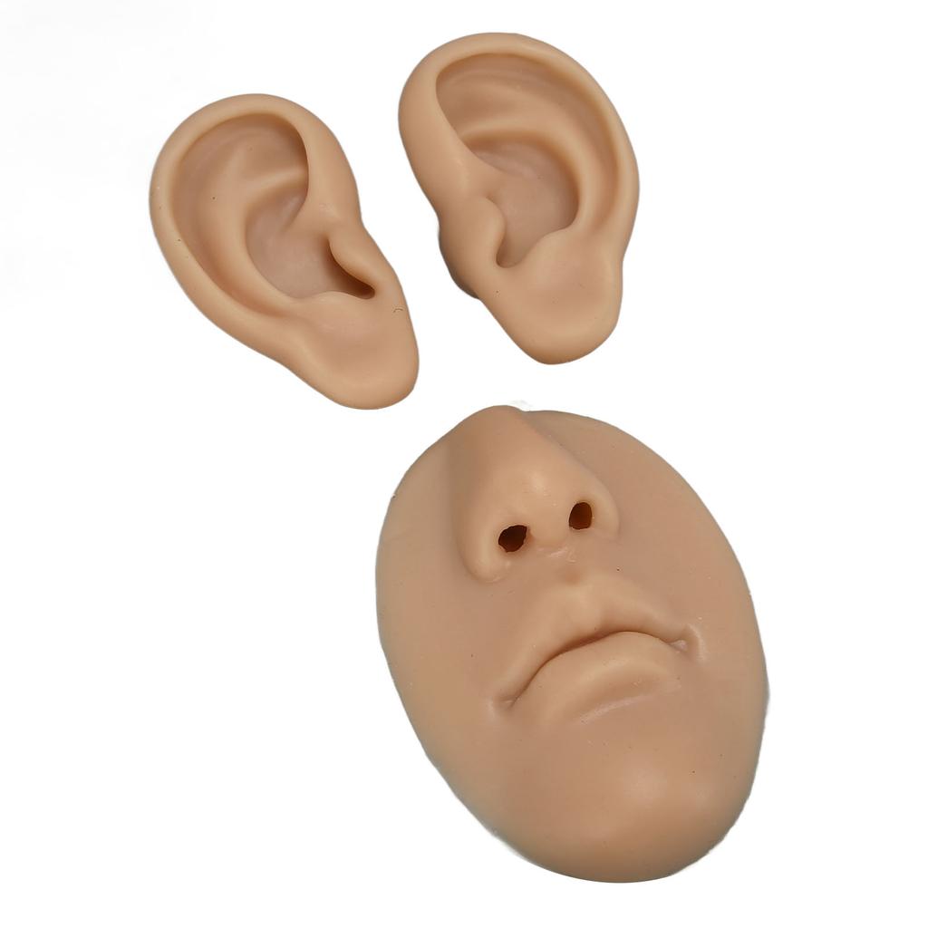 Silicone Ear Model Novice Simulated 3D Nose and Mouth Model Display Prop Teaching Tool for Piercing