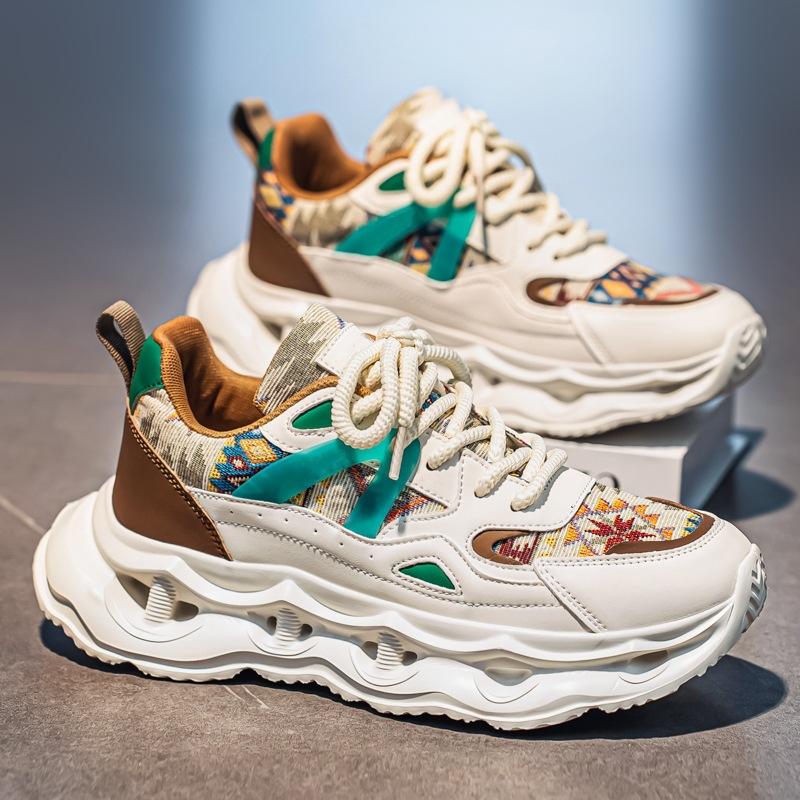 Летние новые мужские кроссовки на толстой подошве, увеличивающие рост, трендовые студенческие сетчатые повседневные спортивные кроссовки, универсальная живая мужская обувь