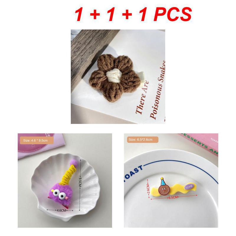 Cartoon Big Eyes Plush Ball Hairpins for Women Girls Funny Rainbow Color Ugly Doll Bangs Side Duck Bill Clips Barrettes Headwear