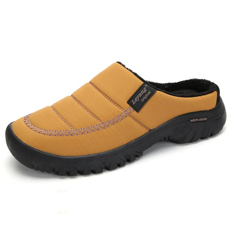 Модные зимние плюшевые мужские тапочки большого размера 46 47, мужские домашние мюли, унисекс, спальные тапочки, водонепроницаемые мужские тапочки с теплым мехом