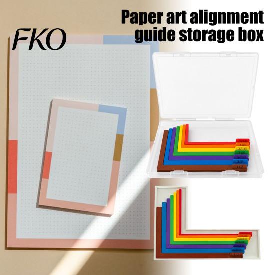 Corner Alignment Tool 7Pcs/Set Paper Crafting Rulers with Storage Case, Color-Coded L-Shaped Pastel Color Size Tabs, Layering Guide
