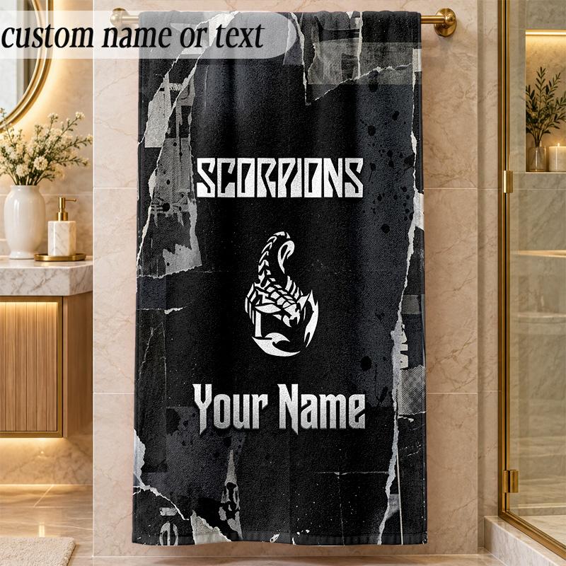 Beach TowelScorpions Custom Name Text Personalized Soft Towel for Beach Pool Indoor Home Decor Gift