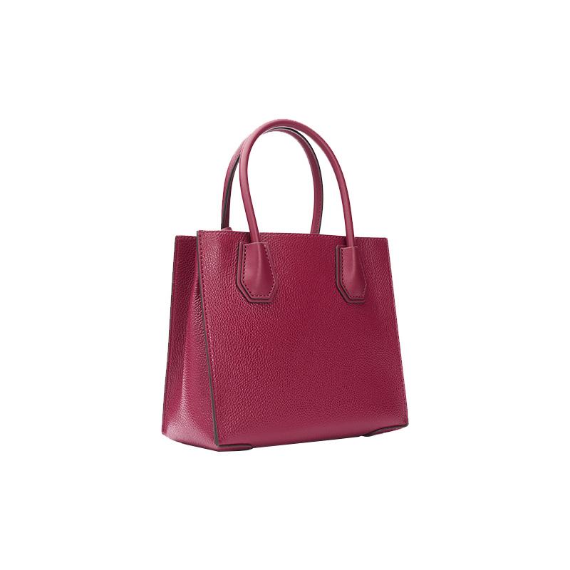 Michael Kors Кожаная сумка-аккордеон Mercer с фактурой под кожу, из цельной французской коровьей кожи, на плечо, через плечо, маленького размера, женская, ягодно-красная