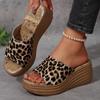 Fashion Chunky Platform Wedges Sandals Women Sexy Peep Toe Leopard Slippers Women 2025 Summer High Heel Anti Slip Sandalias Mujer