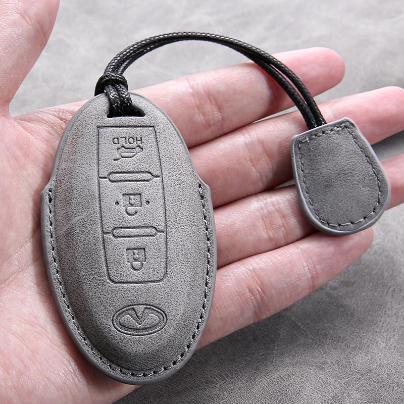 Leather Car Key Cover Case for Infiniti Q50L QX50 QX60 QX55 Q70 Q70L Q30 QX30 QX70 ESQ XQ80 XQ60 Q60S Car Key Rope Keyring