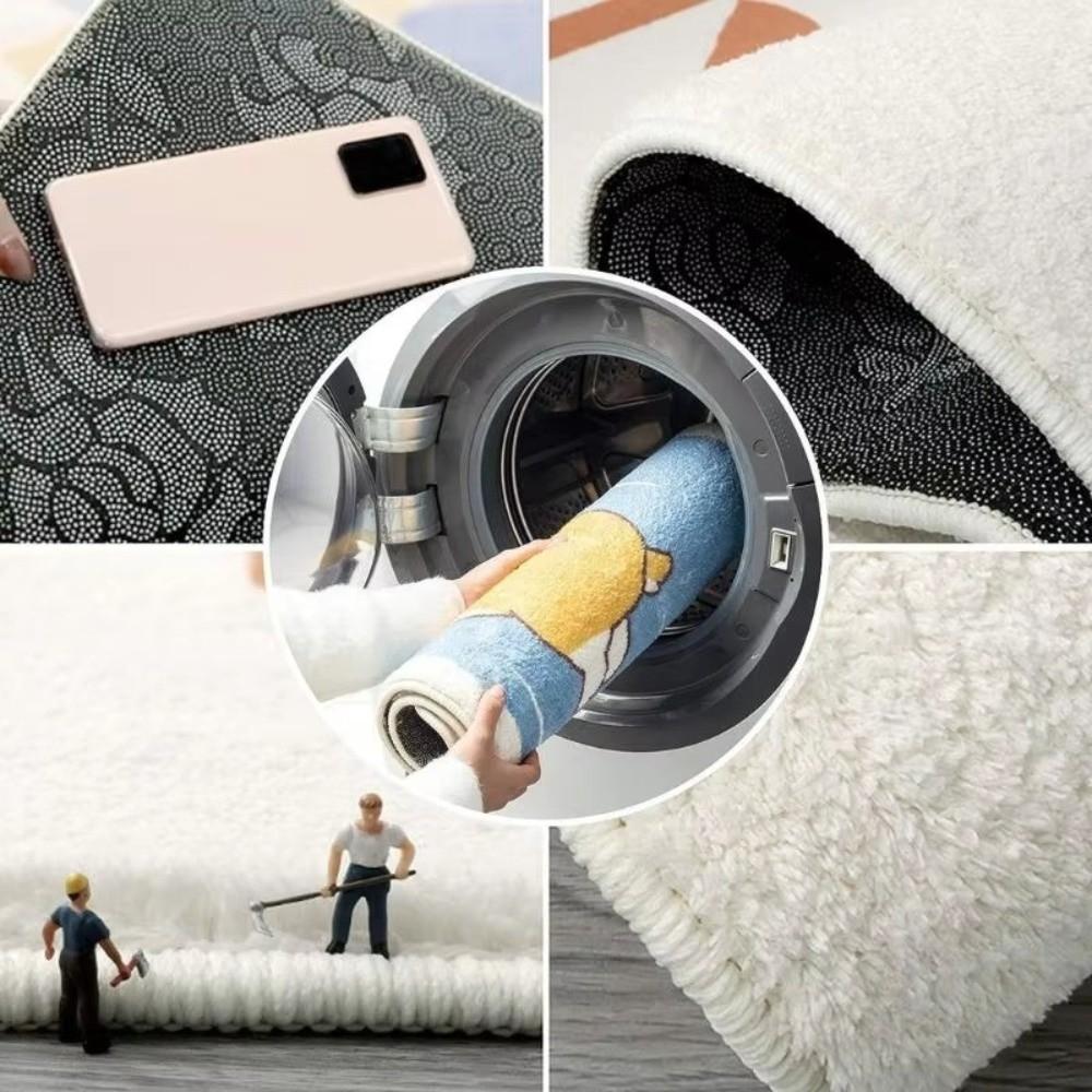 Tomato Plush Carpet Water Absorbent Bedroom Bedside Rug Bathroom Floor Mat Home Decoration