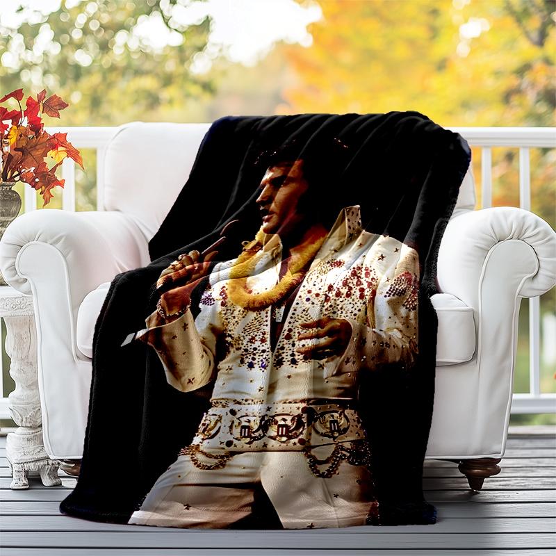Elvis Flannel Blanket Soft All-Season Throw, Design for Camping, Car Travel, Hiking Sofa, Bed, Office Perfect Gift for Parties