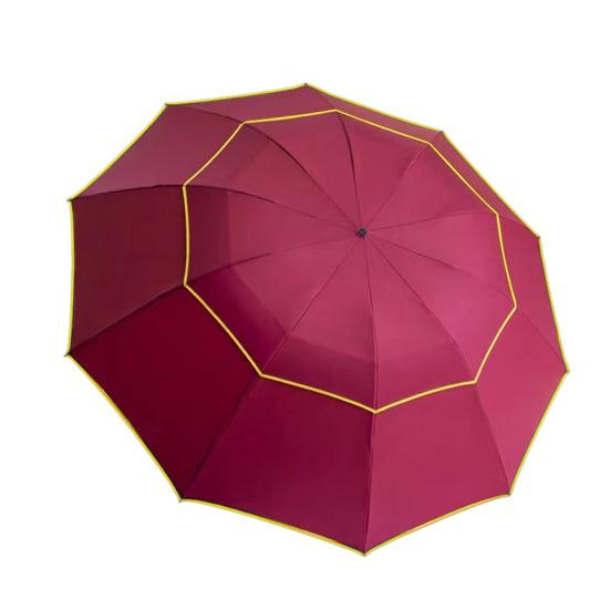 Очень большой складной зонт с двойным куполом, солнцезащитный, с защитой от ультрафиолета и светоотражающими полосами, ветрозащитный, 10-спицевый, водонепроницаемый, солнцезащитный, дождевой зонт