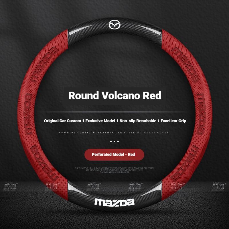 Для Mazda 3 5 6 SKYACTIV CX30 CX5 CX8 CX9 MX5 RX8 RX7 BT50 Axela Atenza Углеродное волокно Кожа Чехол на руль автомобиля Аксессуары