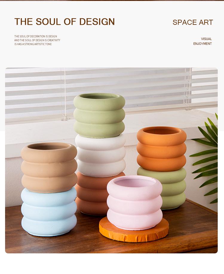 Nordic Style Cement Flower Pot - Creative, Simple Succulent Decor for Living Room or Study Desk.