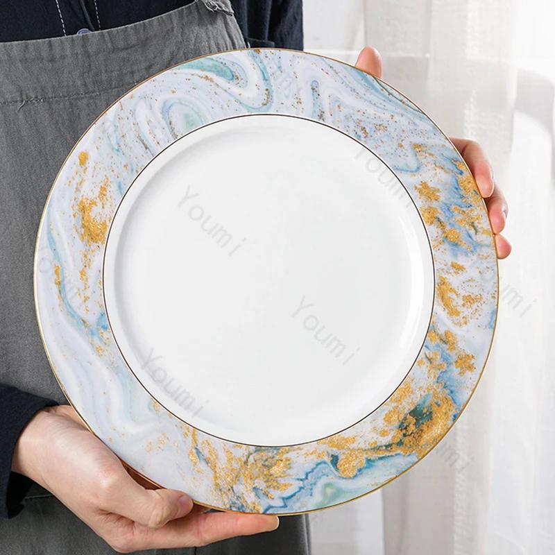 Креативная обеденная тарелка «Звездное небо», легкая роскошная ресторанная тарелка для десерта и салата, изысканная керамическая посуда, миска для супа