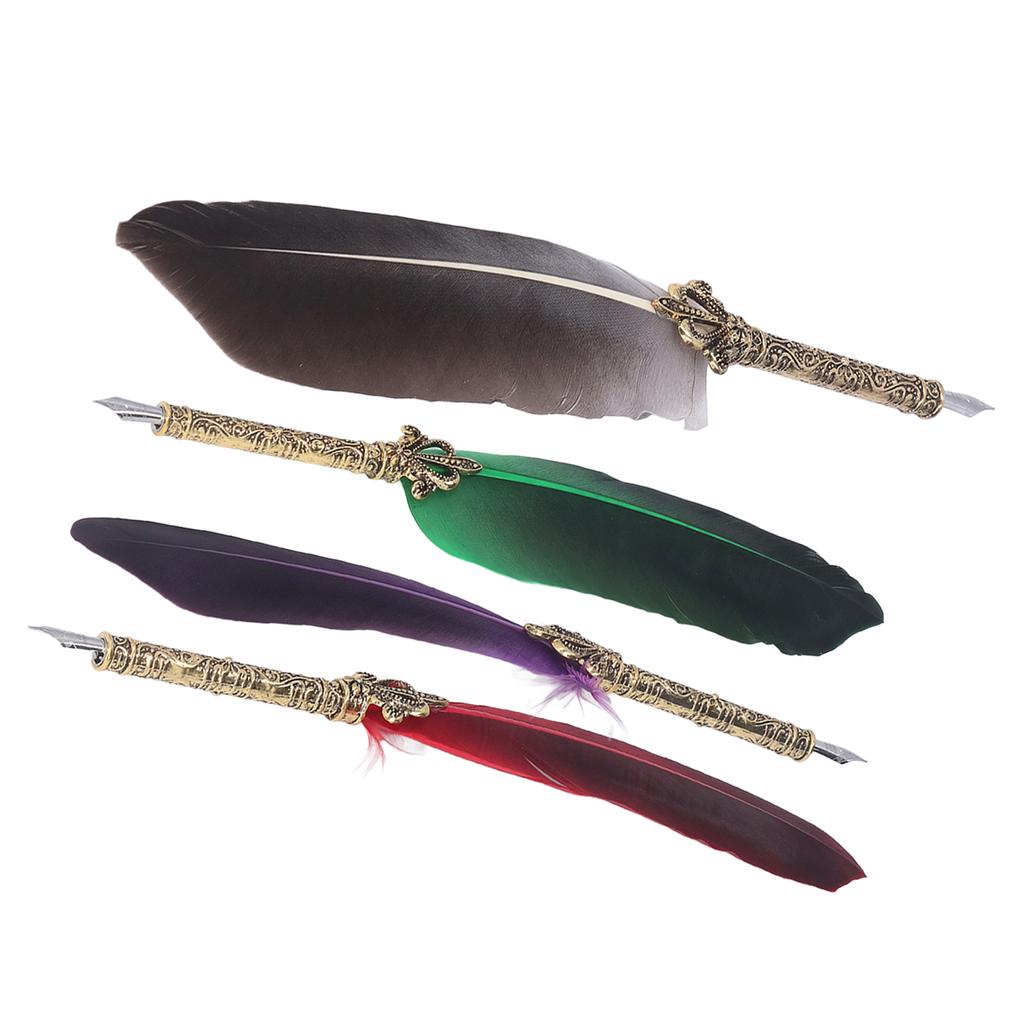 Ручка-гусиное перо из цинкового сплава, высокая гладкость, элегантные цвета, европейская ручка в стиле ретро для письма D