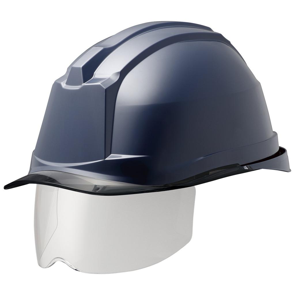Midori Anzen Work PC Rain Guard SC19PCLS RA3 with KP Helmet, Shield, ( Liner), Navy/Smoke