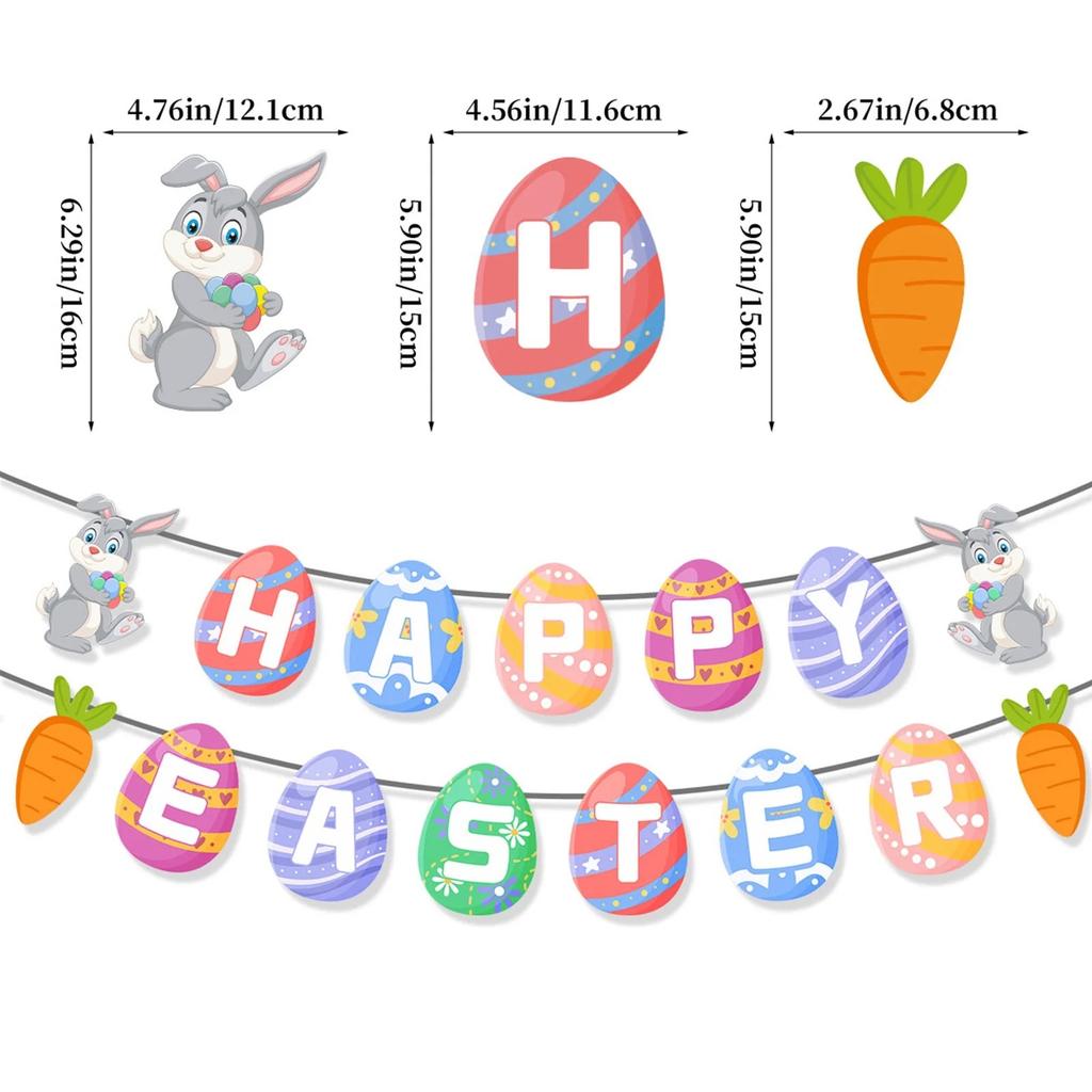 Easter Party Decoration Easter Egg Banner Flower Theme Set