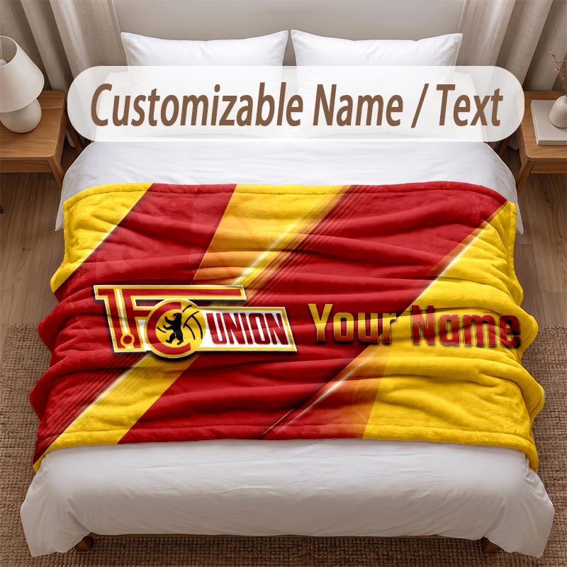 Union Berlin Printed Flannel Blanket Custom Name Text Soft Warm Throw For Bedroom Holiday Gift