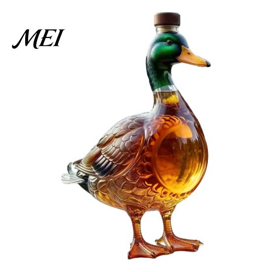 Whiskey Decanter Duck Decanter, Straight Bourbon Glass Bottle with Stopper, 350ml Container Novelty Liquor Dispenser for Home Bar, Unique Gift