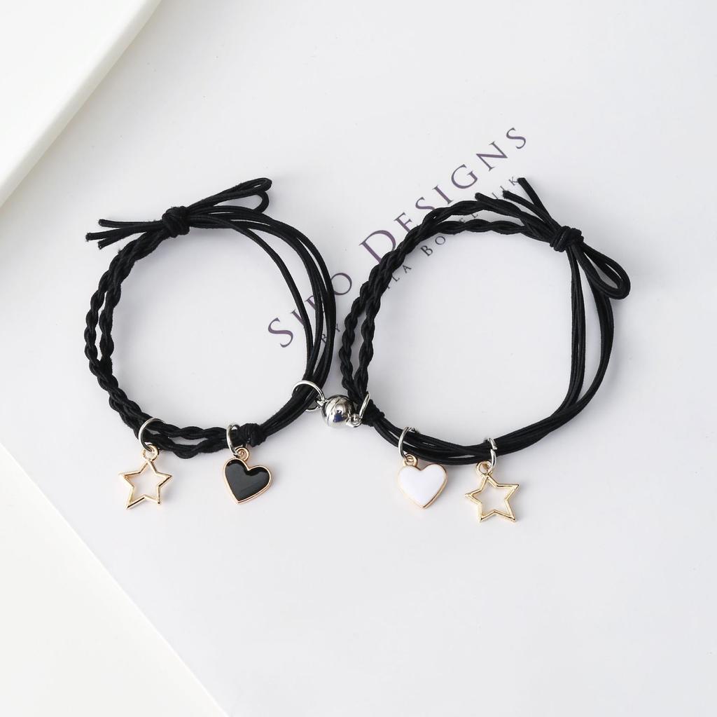 Мультяшные аксессуары, браслет, женский браслет для пары, пара для парня, кожаный чехол меньшего размера, магнит на присоске, браслет с пятиконечной звездой