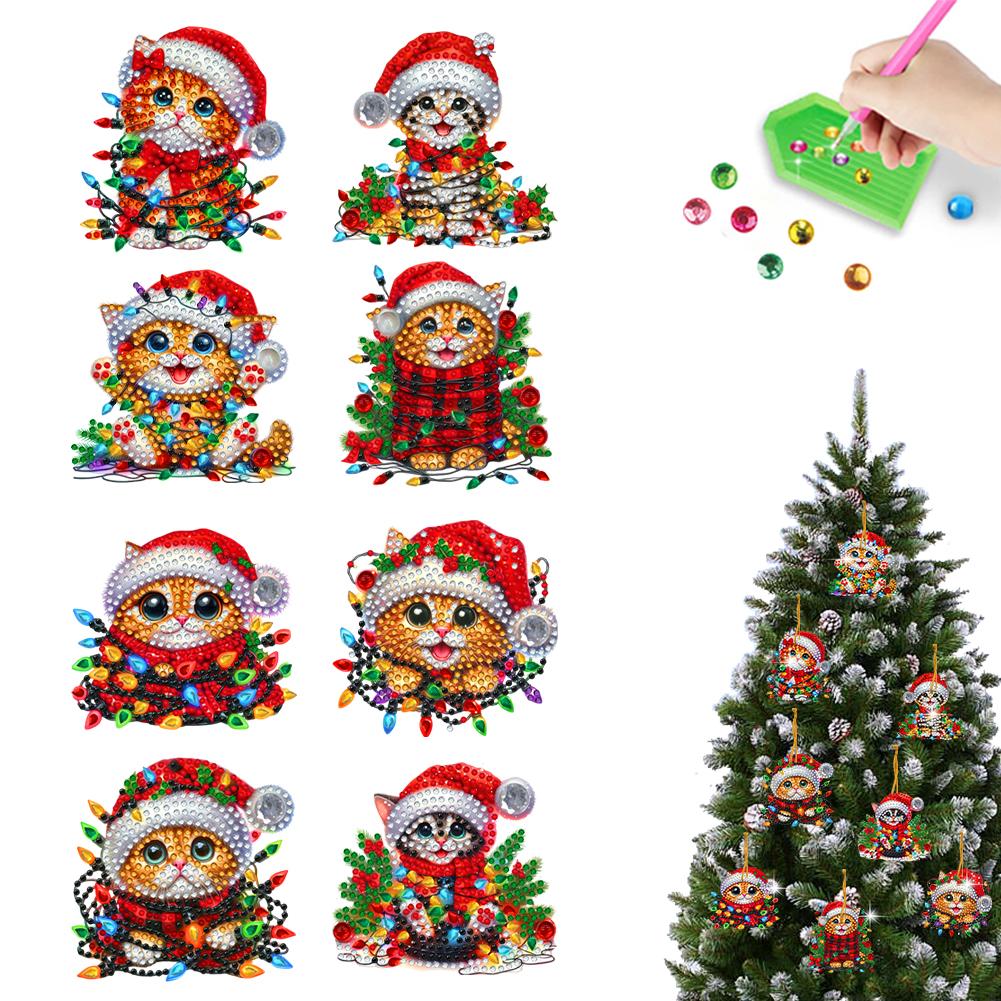 8Pcs Acrylic Special Shaped Christmas Cartoon Hanging Diamond Art Kits 5D DIY Diamond Art Hanging Decorations Bedroom Decoration