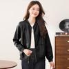 Модная короткая кожаная куртка женская весна и осень новая свободная универсальная кожаная куртка повседневная куртка-бомбер