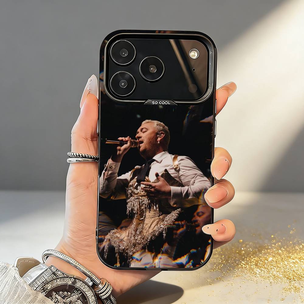 S-Sam S-Smith Gloria Singer Phone Case For iPhone17,16,15,14,13,12,11,Pro,MAX Gray Matte Silicone Black Cover