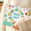 2026-2027 Цветочный настольный календарь на спирали с января по июнь 18 месяцев Ежемесячный планировщик расписания Дом Офис Кактус Настольный перекидной календарь