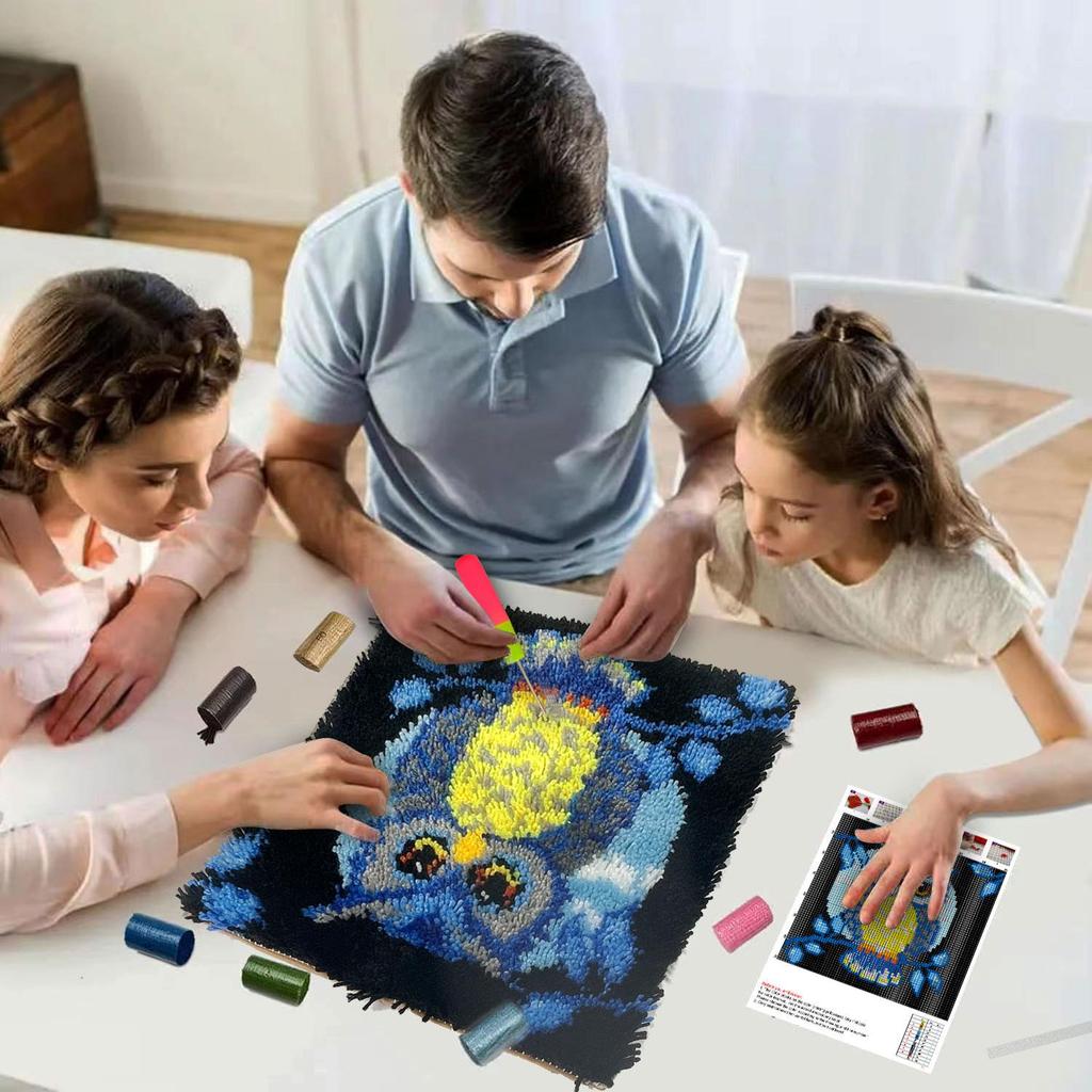 Cute Animal Latch Hook Rug Kits Pillows Smyrna Package Carpet Cat Embroidery Latch Hook Kit Diy Cross Stitch Pillow Knooppakket