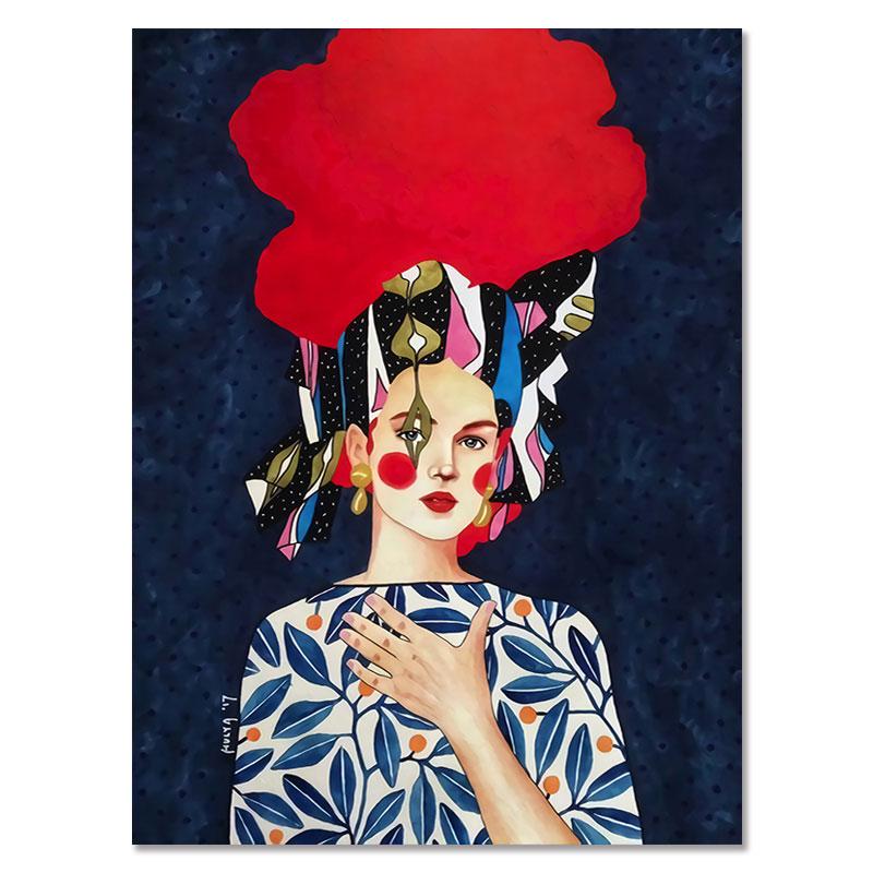 Абстрактная девушка, волосы, цветок, птица, настенная живопись на холсте, плакаты на скандинавскую тему и принты, винтажные настенные панно для декора гостиной