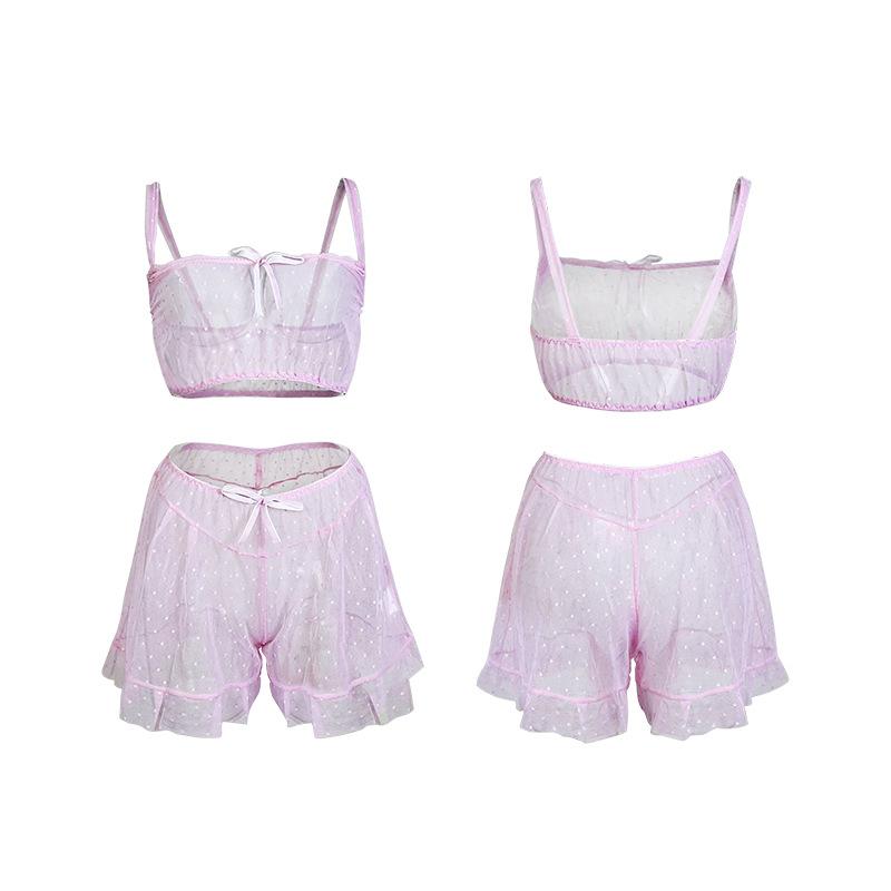 Горошек перспективная сетка сексуальные шорты на подтяжках комплект милая разноцветная пижама