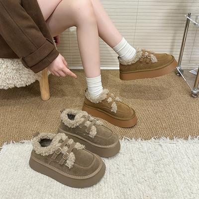 Женские зимние легкие теплые утепленные сноубутсы на толстой подошве, нескользящие, износостойкие, повседневные кроссовки, хлопковые ботинки, меховая обувь