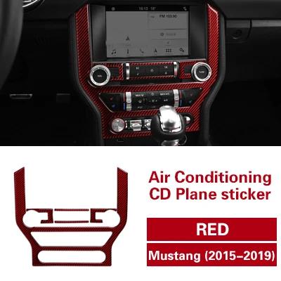 For Ford Mustang 2015-2019 Carbon Fiber Center Console CD Panel Air Condition Trim Sticker Cover Car Interior Tuning Accessories