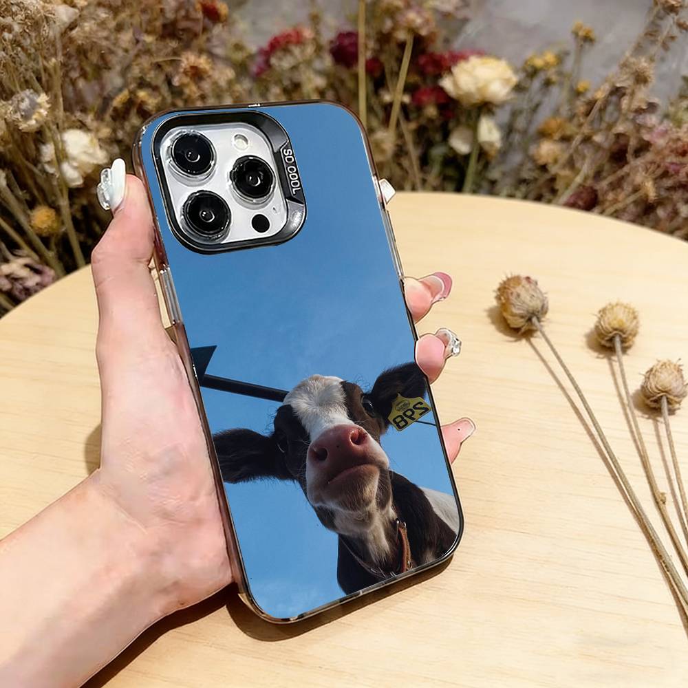 Забавные милые коровы Чехол для телефона Для iPhone 17,16,15,14,13,12,11 Plus,Pro Max,XS,Цветной Посеребренный Внутренний Чехол