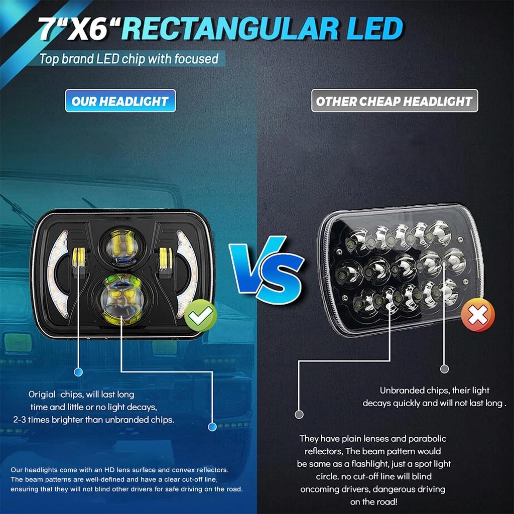 7-дюймовая светодиодная фара 7x6 5x7-дюймовая автомобильная фара с дальним ближним светом DRL указатель поворота IP67 водонепроницаемый
