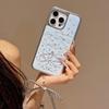 Подходит для Apple 16PM Девушки Синий Бант Подвеска Мобильный Чехол IPhone 15 Pro Серебристый Край Клеевой Защитный Чехол