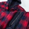 Men's Flannel Shirt Jacket with Removable Hood Plaid Quilted Lined Winter Coats Thick Hoodie Outwear Man Fleece Shirts