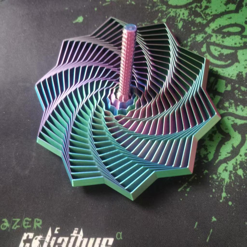 3D Printed Radish Tower Fidget Toy: Stress Relief and Optical Illusion Polygonal Design with Handle