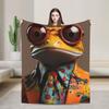 Gentleman Frog Blankets  Super Warm Funny Plush Throw Blanket For Girls Boys Home Decor Flannel Bedspread Bed Cover