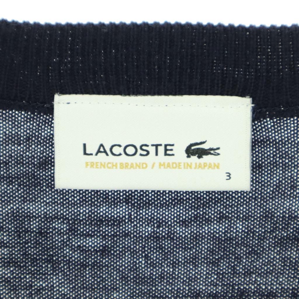 Lacoste Свитерок с V-образным вырезом, длинным рукавом, узором "ромбы" и логотипом на груди. 3 цвета: темно-синий. Мужской. Б/у.