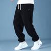 Men's Plus Size Cotton Fleece Pants: Spring/Autumn Straight-Leg Loose Fit for Casual Sportswear
