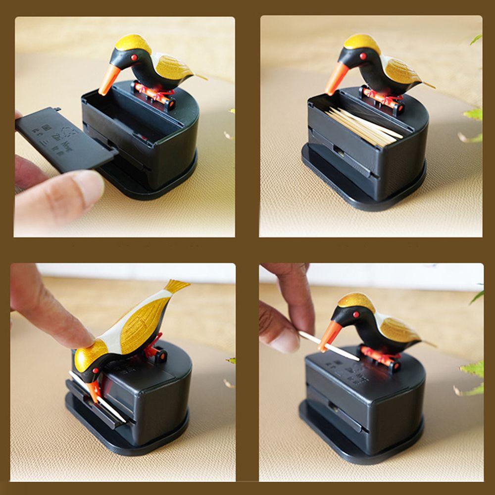 Cute Plastic Automatic Toothpicks Container Toothpick Dispenser Bird Toothpick Holder Box