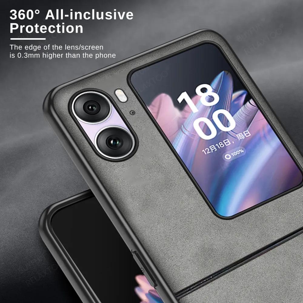 Lambskin Leather Case For OPPO Find N2 N3 Flip 5G FindN2 N3 Flip CPH2437 PGT110 Camera Shockproof Soft Bumper Cover Coque
