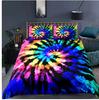 Tie Dye Duvet Cover King/Queen Size,Hippie Rainbow Spiral Swirl Bedding Set Ethnic Abstract Art Fashion Polyester Quilt Cover