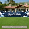 Happy Birthday Party Background Banner, Polyester Outdoor Indoor Fence Lawn Decoration