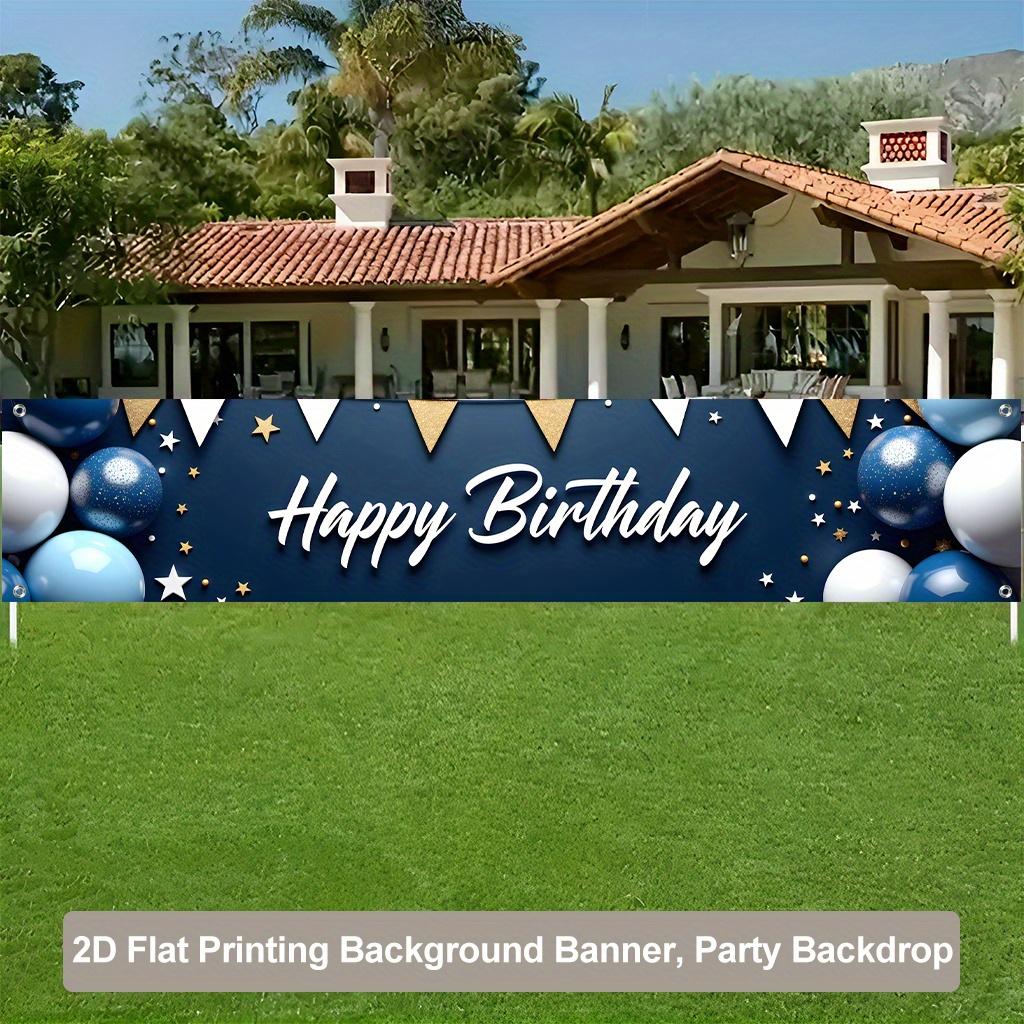 Happy Birthday Party Background Banner, Polyester Outdoor Indoor Fence Lawn Decoration