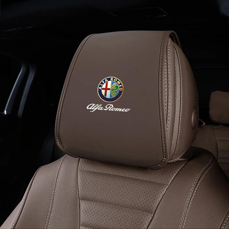 Hub Caps Leather Car Pillowcase Car Supplies Headrest Cover For Alfa Romeo 4C 159 Spider Giulia Giulietta 156 Anti Fouling Decor XGHIJ1