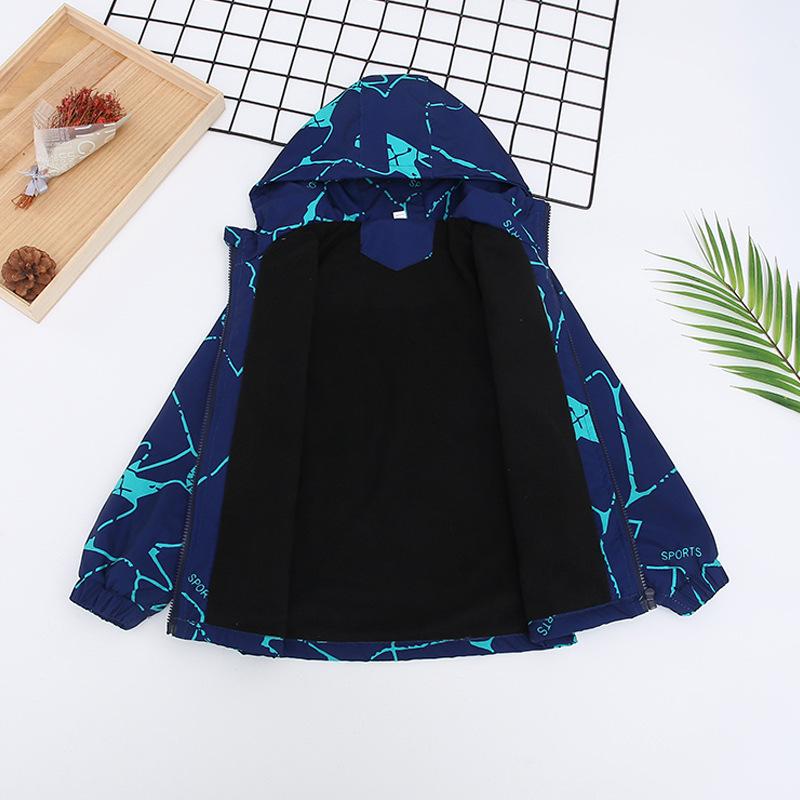 Мальчиковая ветровка на флисовой подкладке: Новый тренч Весна/Осень 2025, Ветрозащитная куртка для детей среднего и старшего возраста